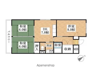 サンメゾン小牧【401号室】の間取り