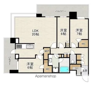 BRILLIATOWER西新【28階】の間取り