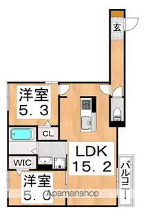Passaro Grande北田辺【2階】の間取り
