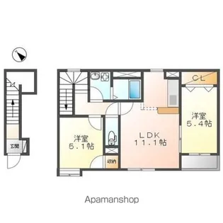 滋賀県守山市守山6丁目【アパート】の間取り