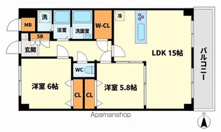 アンフィニⅩⅡ江坂ガーデン【502号室】の間取り