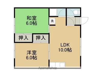 末広コーポ【2階右号室】の間取り