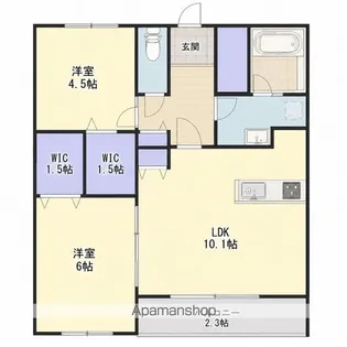 CUORE OKIMIZU【105号室】の間取り
