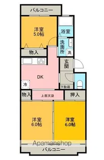 フォンティーヌ小高弐番館【302号室】の間取り