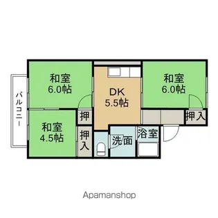 ハイツ西山【1階】の間取り