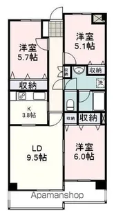 ベイサイドマンションブルースカイ【308号室】の間取り