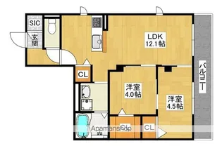 ハイムメゾン長居公園通【3F東側号室】の間取り