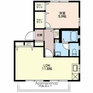 カーサ・マッローネ【B101号室】の間取り