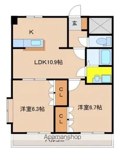 サンプレイス横山A【201号室】の間取り