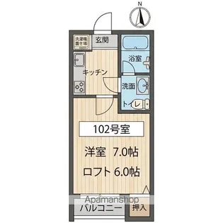 グランコンフォール花京院Ⅱ【1階】の間取り