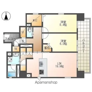 M’s Ark Hisaya-odori【7階】の間取り