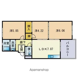 ジェミニ井尻【103号室】の間取り