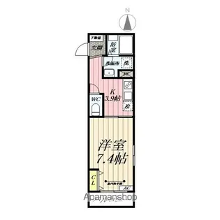 桧材仕様の単身物件 トレフル三郷中央【305号室】の間取り