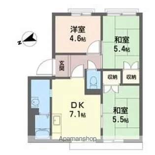 グランソレイユA【102号室】の間取り
