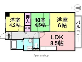 エイチツーオー杭瀬【1103号室】の間取り