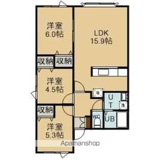 PLEASANT西桔梗Ⅱ(プレザントニシキキョウツー)【201号室】の間取り