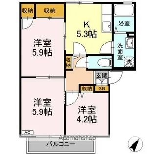 エクセル岸【1階】の間取り