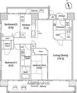 グレイスコート浅草【8階】の間取り