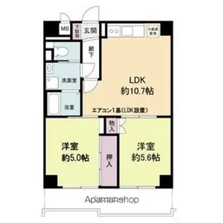 レジデンス代官町スクエア(旧グランカーサ代官町)【1階】の間取り