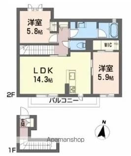 シャーメゾン チェラーグ【2階】の間取り
