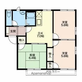 フレグランスYOU A棟【A202号室】の間取り