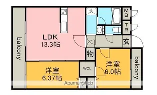 ラ・ベラ・ヴィータ【2階】の間取り
