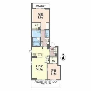 ロイヤルグランコート虎丸【3階】の間取り