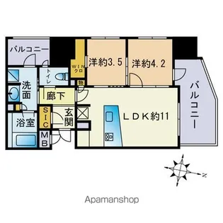 プレミスト赤坂けやき通り【6階】の間取り