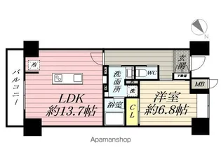 クラシアム神奈川台場【502号室】の間取り