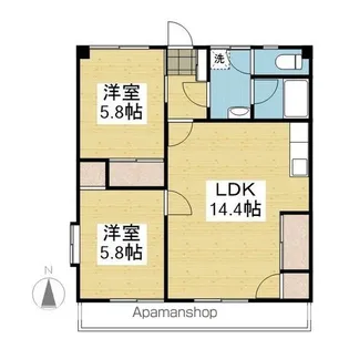 UKENA南久米【302.号室】の間取り