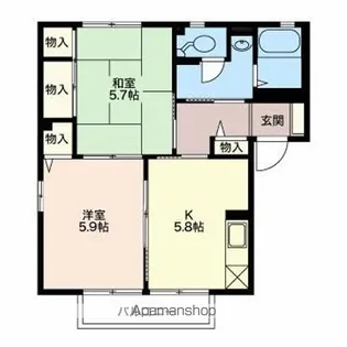 ルミエールひがの【B101号室】の間取り