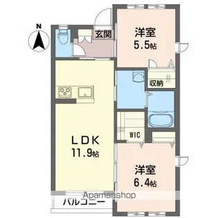ウィスティアリア御前【1階】の間取り