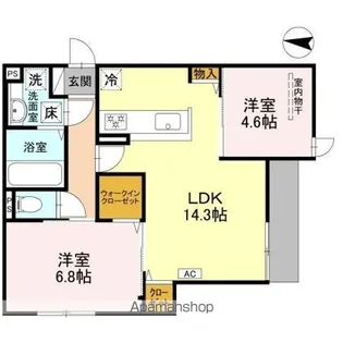 LIBERTY ISLAND【102号室】の間取り