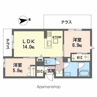 シャーメゾン渋川Ⅲ【1階】の間取り