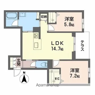 シャーメゾン 二口 パナⅩⅠ【1階】の間取り