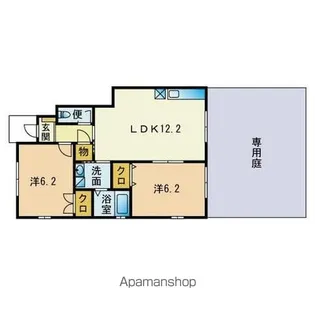 グランドルー春日A棟【A104号室】の間取り