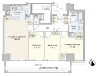 クラッシィタワー新宿御苑【21階】の間取り