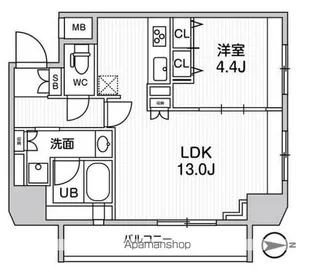 ジェノヴィア浅草橋Ⅱスカイガーデン【13階】の間取り