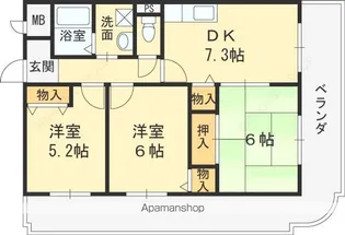 メディオグリシーナF【105号室】の間取り