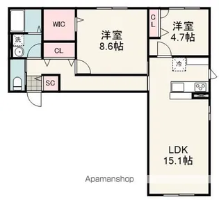 KOMOREBI GARDEN中田本町B【1階】の間取り