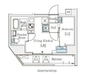 クラリティア文京湯島【9階】の間取り