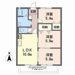 パイニーコーポ戸松【2階】の間取り