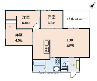 助実マンション【3階】の間取り
