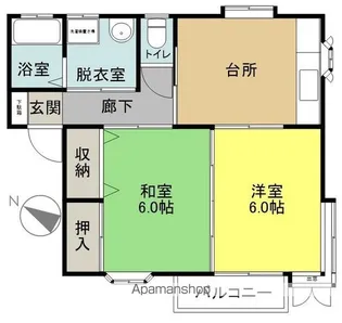 ハイツサフラワーA棟【101号室】の間取り