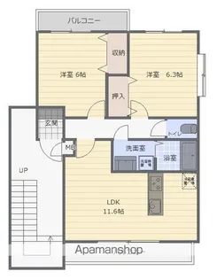 イー・ボナール【201号室】の間取り