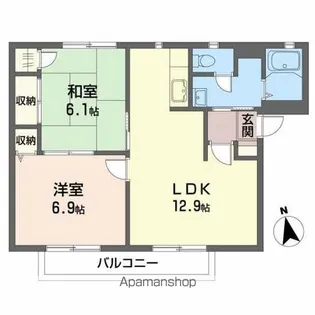 ボヌール笹谷B【201号室】の間取り