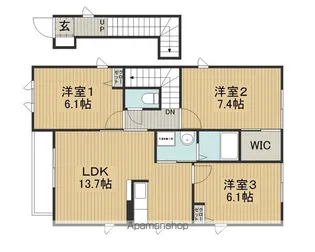 クレスト上の原【B201号室】の間取り