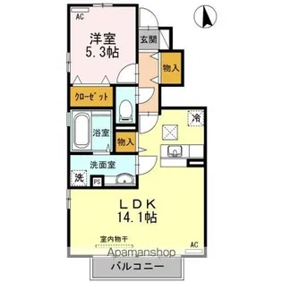 ルーム ケースリー A棟【1階】の間取り