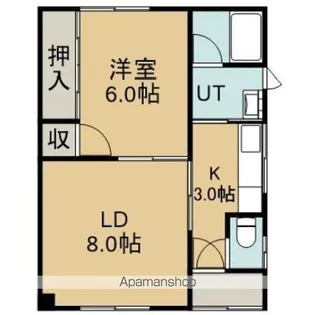 西川アパート(ニシカワアパート)【2-右号室】の間取り
