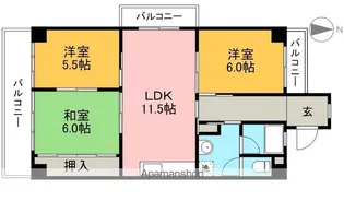 パークサイド高須Ⅱ【1階】の間取り